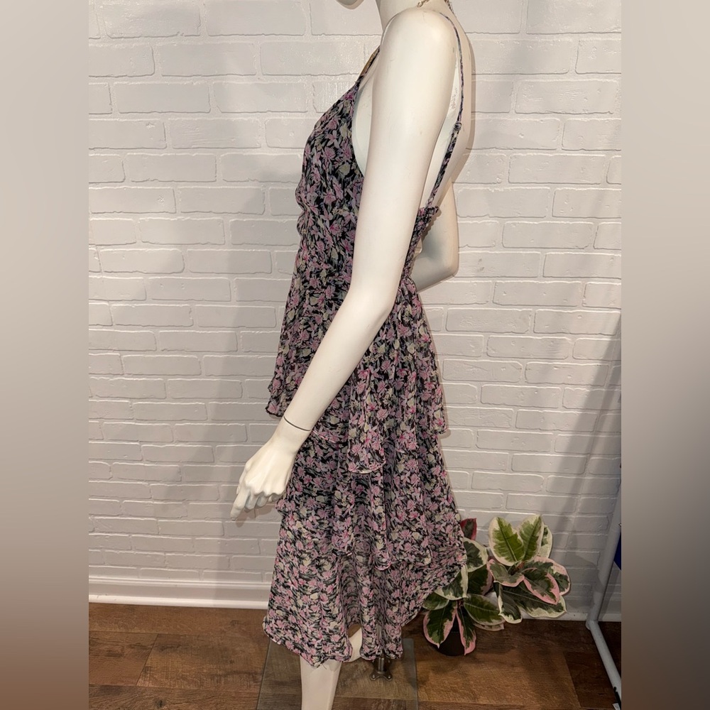 Allison New York Chic Floral Midi Tiered Dress in Pink and Black - Picture 6 of 12